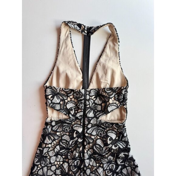 ALICE + OLIVIA Noreen Butterfly Guipere Lace V-Neck Halter Midi Dress, Size 0 - Picture 6 of 10